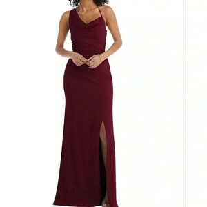 New AFTER SIX One Shoulder Draped Cowl Neck Maxi Dress Size 6